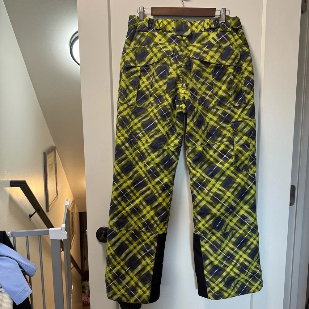 Boys‎ Columbia Omni-Heat Snow Pants Ski Snowboard Green Black Plaid Winter 18/20